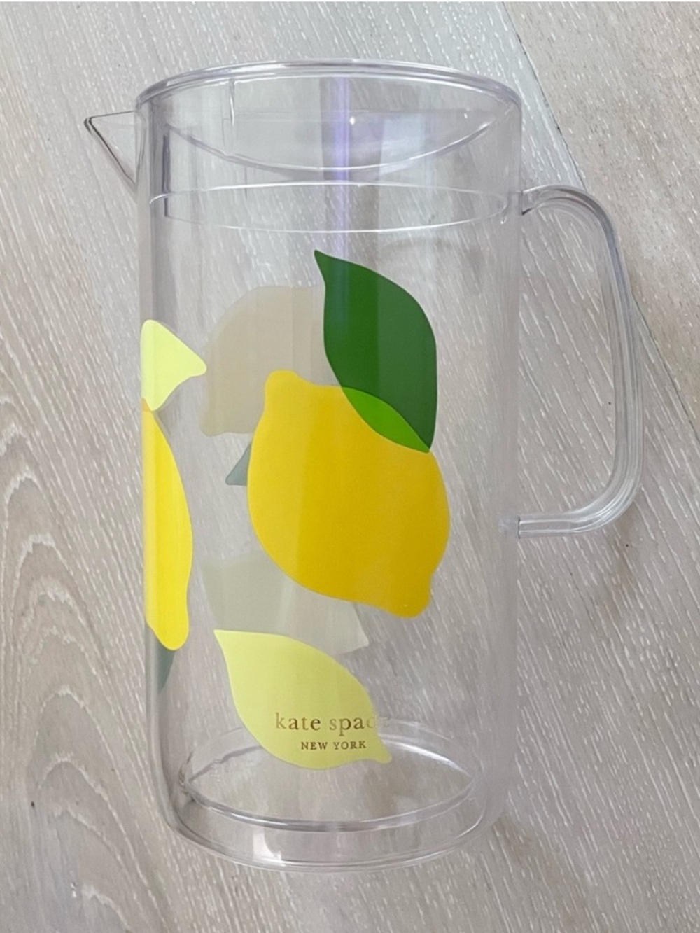 Kate Spade Transparent Clear Acrylic Pitcher with Lemon & Limes 58 oz. Lemonade